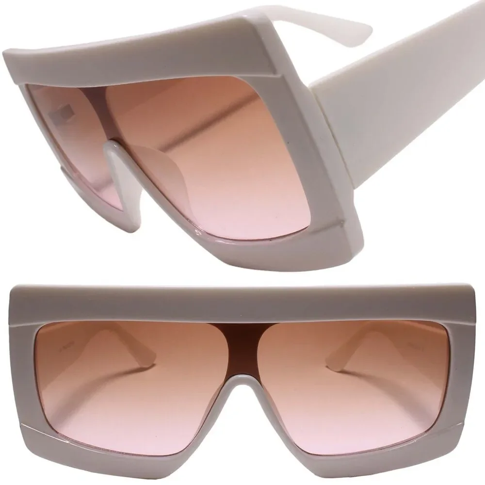 Swag Dapper Clubbing Flat Top Modern Hip Mens Womens White Sunglasses